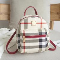 PU Leather Multifunction Backpack soft surface plaid PC