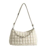 Plush Shoulder Bag with chain & soft surface white PC