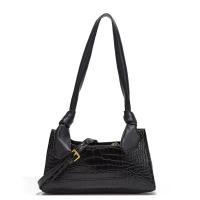 PU Leather Shoulder Bag soft surface & attached with hanging strap crocodile grain PC