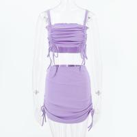 Spandex & Poliéster Juego de vestidos de dos piezas, teñido de manera simple, Sólido, púrpura,  Conjunto