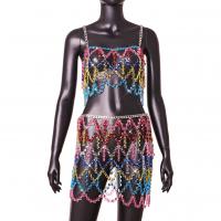Metal & Plastic Sequins Nightclub Set midriff-baring & backless & hollow skirt & camis : PC