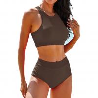 Polyester Tankinis Set & two piece & padded plain dyed Solid Set
