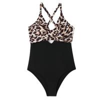 Polyester Monokini backless & padded printed leopard coffee PC