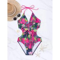 Polyester Tassels Monokini backless & padded printed floral PC