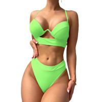 Polyamide & Polyester Bikini backless & padded plain dyed Solid Set