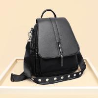 PU Leather Backpack large capacity & soft surface & attached with hanging strap PC