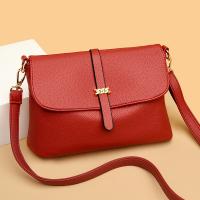 PU Leather Shoulder Bag with extra hanging strap & soft surface red PC