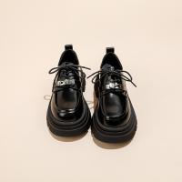 Leather Flange Women Casual Shoes hardwearing black Pair