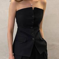 Polyester Waist-controlled Tube Top Solid black PC