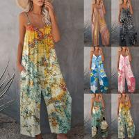 Polyester Plus Size Long Jumpsuit & loose printed PC