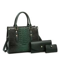 PU Leather Bag Suit large capacity & soft surface & attached with hanging strap & three piece crocodile grain Set