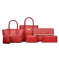 PU Leather Bag Suit large capacity & soft surface & six piece & attached with hanging strap Argyle Set