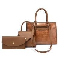 PU Leather Bag Suit large capacity & soft surface & attached with hanging strap & three piece Stone Grain Set