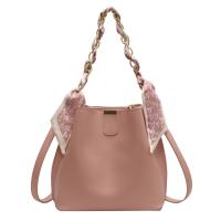 PU Leather with silk scarf & Easy Matching & Bucket Bag Handbag attached with hanging strap PC