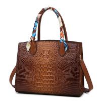 PU Leather Anti-deformation Handbag large capacity & hardwearing & attached with hanging strap crocodile grain PC