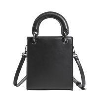 PU Leather hard-surface Handbag durable & hardwearing & attached with hanging strap Solid black PC
