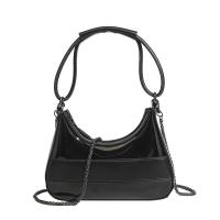 PU Leather hard-surface Shoulder Bag with chain & durable & hardwearing Solid black PC