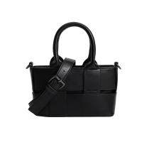 PU Leather Handbag durable & soft surface & hardwearing & attached with hanging strap plaid black PC