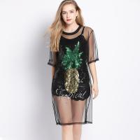 Sequin & Polyester One-piece Dress see through look & double layer & two piece & breathable : Set