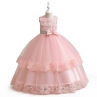 Cotton Slim & Princess Girl One-piece Dress large hem design patchwork Solid PC