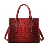 PU Leather Handbag large capacity & soft surface crocodile grain PC