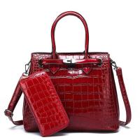 PU Leather With Coin Purse Handbag large capacity & soft surface crocodile grain PC