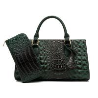 PU Leather With Coin Purse Handbag large capacity & soft surface & attached with hanging strap crocodile grain PC