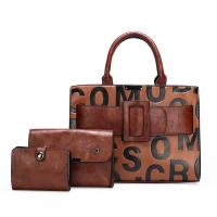 PU Leather Easy Matching Bag Suit large capacity & soft surface & attached with hanging strap & three piece letter Set