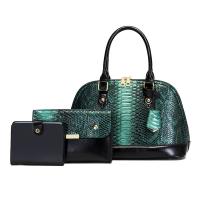 PU Leather Easy Matching Bag Suit large capacity & soft surface & attached with hanging strap & three piece snakeskin pattern Set