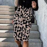 Polyester High Waist Skirt printed leopard PC