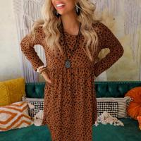Polyester One-piece Dress & loose printed leopard PC