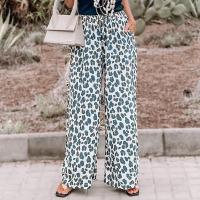 Polyester Women Long Trousers & loose printed leopard white PC