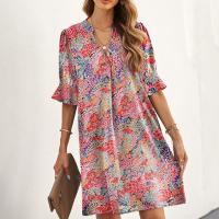 Polyester One-piece Dress & loose printed shivering PC