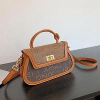 PU Leather Handbag contrast color & attached with hanging strap letter PC