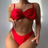 Polyamide & Polyester Bikini slimming & two piece Solid red Set