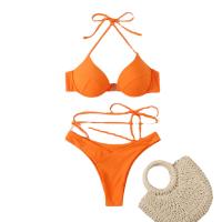 Polyamide & Spandex Bikini Solide Orange Ensemble