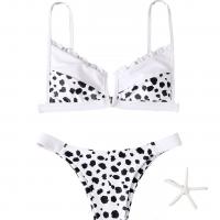 Spandex & Polyester Bikini Imprimé Point blanc et noir Ensemble