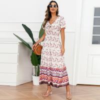 Polyester long style One-piece Dress & loose & breathable printed geometric PC