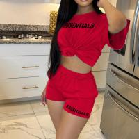 Polyester Women Casual Set & two piece & loose & breathable printed letter Set
