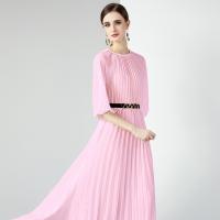 Chiffon Soft & long style & Pleated One-piece Dress & breathable Solid : PC