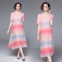 Gauze Soft & long style One-piece Dress & loose & breathable printed Solid pink : PC