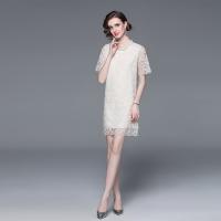 Gauze One-piece Dress double layer & hollow & breathable embroider Solid white PC