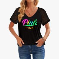 Polyester Frauen Kurzarm T-Shirts, Gedruckt, Brief, mehr Farben zur Auswahl,  Stück