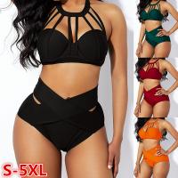 Polyester Plus Size Tankinis Set & two piece Solid Set