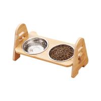 Wooden & Stainless Steel Pet Bowl Solid original color PC