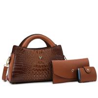 PU Leather Bag Suit large capacity & soft surface & three piece crocodile grain Set