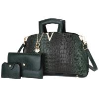 PU Leather Bag Suit with hanging ornament & large capacity & soft surface & three piece crocodile grain Set