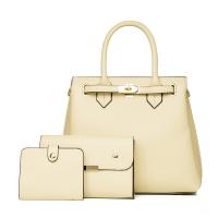 PU Leather Bag Suit large capacity & soft surface & attached with hanging strap & three piece Solid Set