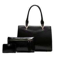 PU Leather Vintage Bag Suit large capacity & soft surface & attached with hanging strap & three piece Solid Set
