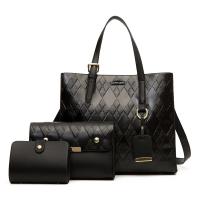 PU Leather Bag Suit large capacity & soft surface & attached with hanging strap & three piece Argyle Set